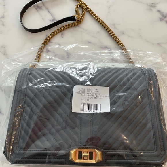 Rebecca Minkoff Chevron Quilted Jumbo Love Crossbody in SOLD OUT COLOR: GRAPHITE - Picture 2 of 9